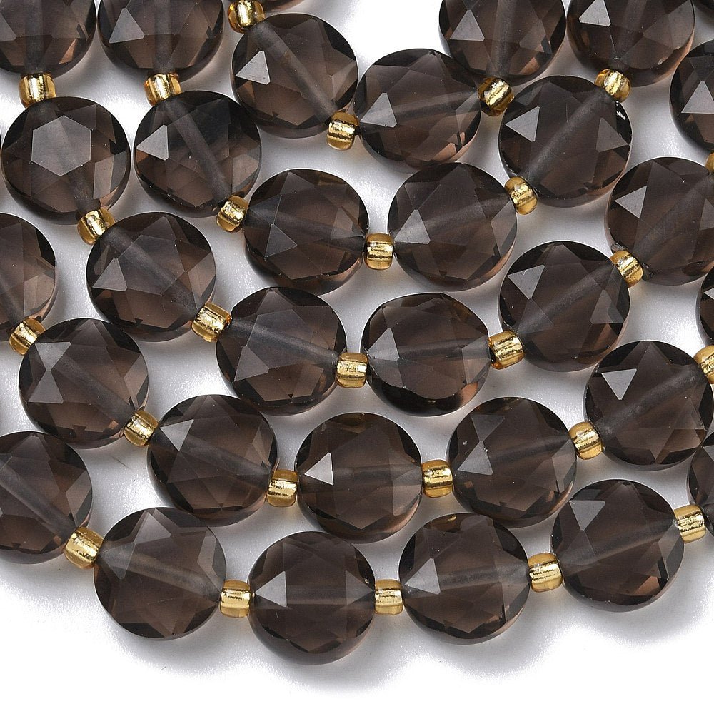 Ice Obsidian Perler – Fasettert Sekskantet Flat Rund (10–11mm) - Uniq Perler - 117285