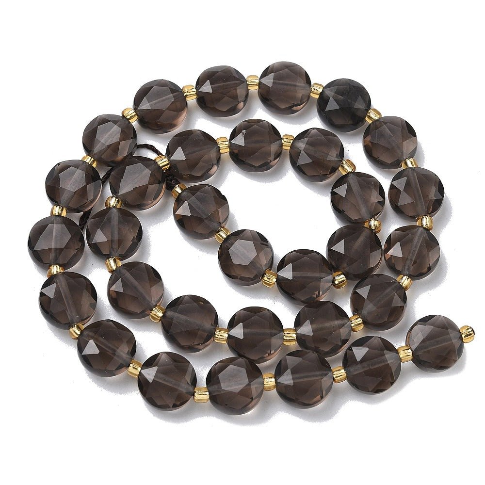 Ice Obsidian Perler – Fasettert Sekskantet Flat Rund (10–11mm) - Uniq Perler - 117285