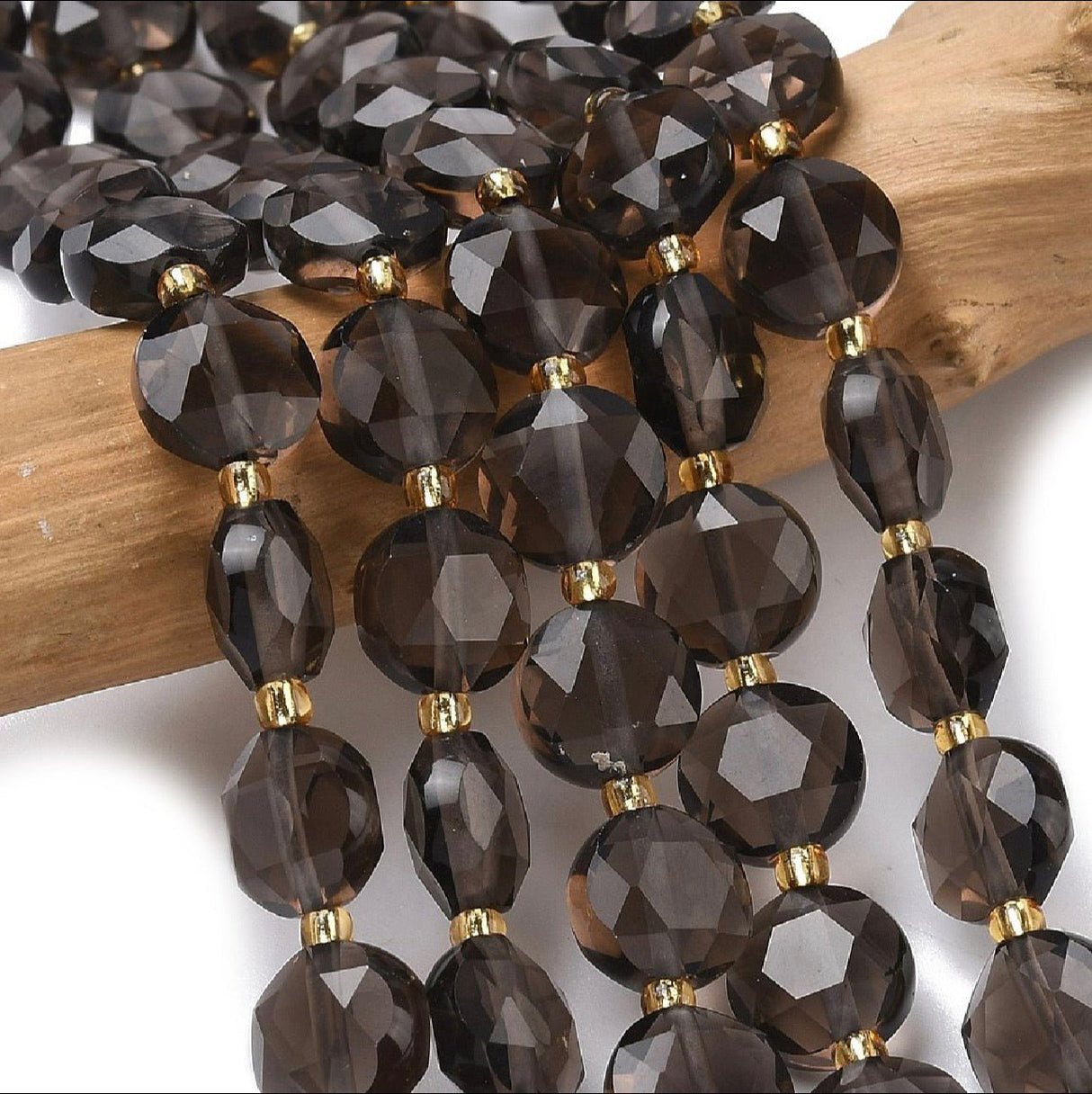 Ice Obsidian Perler – Facetteret Sekskantet Flad Rund (10–11mm) - Uniq Perler - 117285