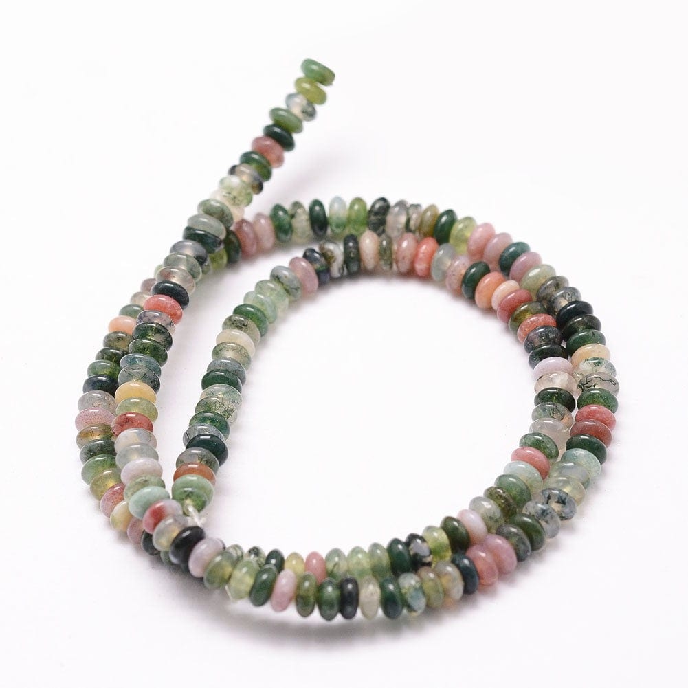 Indian Agat Perler – Grøn Mix, Rondel (2x4mm) - Uniq Perler - 284719