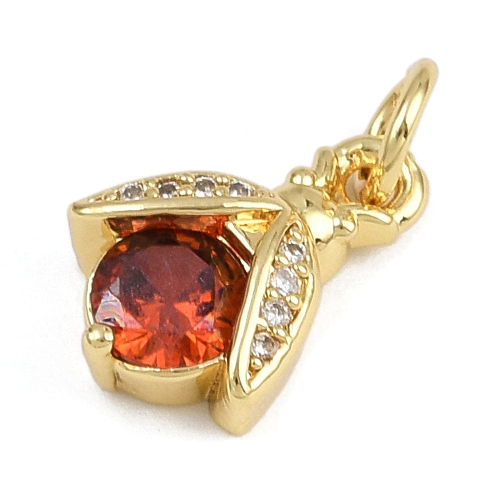 Insekt Vedhæng Med Orange Zirkonia - 18K Langtidsholdbar Forgyldt (9x13x4mm) - Uniq Perler - 115807