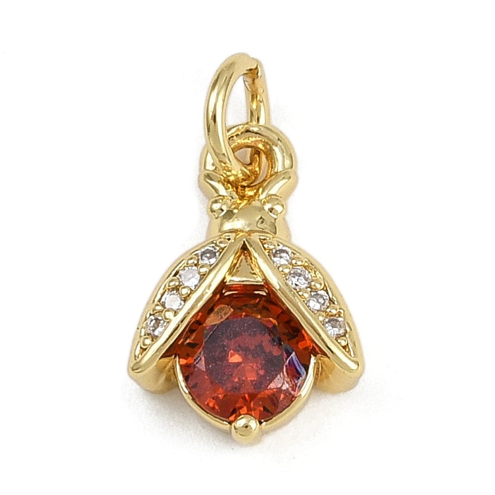 Insekt Vedhæng Med Orange Zirkonia - 18K Langtidsholdbar Forgyldt (9x13x4mm) - Uniq Perler - 115807