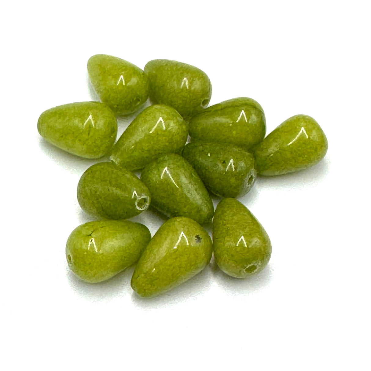 Jade Dråber, Lime (15x10mm, 2 Stk) - Uniq Perler -