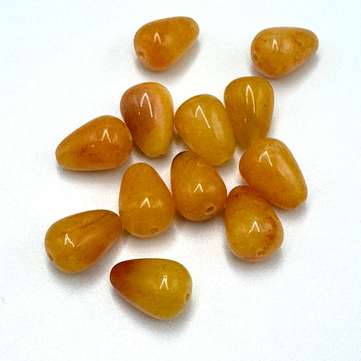 Jade Dråber, Orange (15x10mm, 2 Stk) - Uniq Perler -