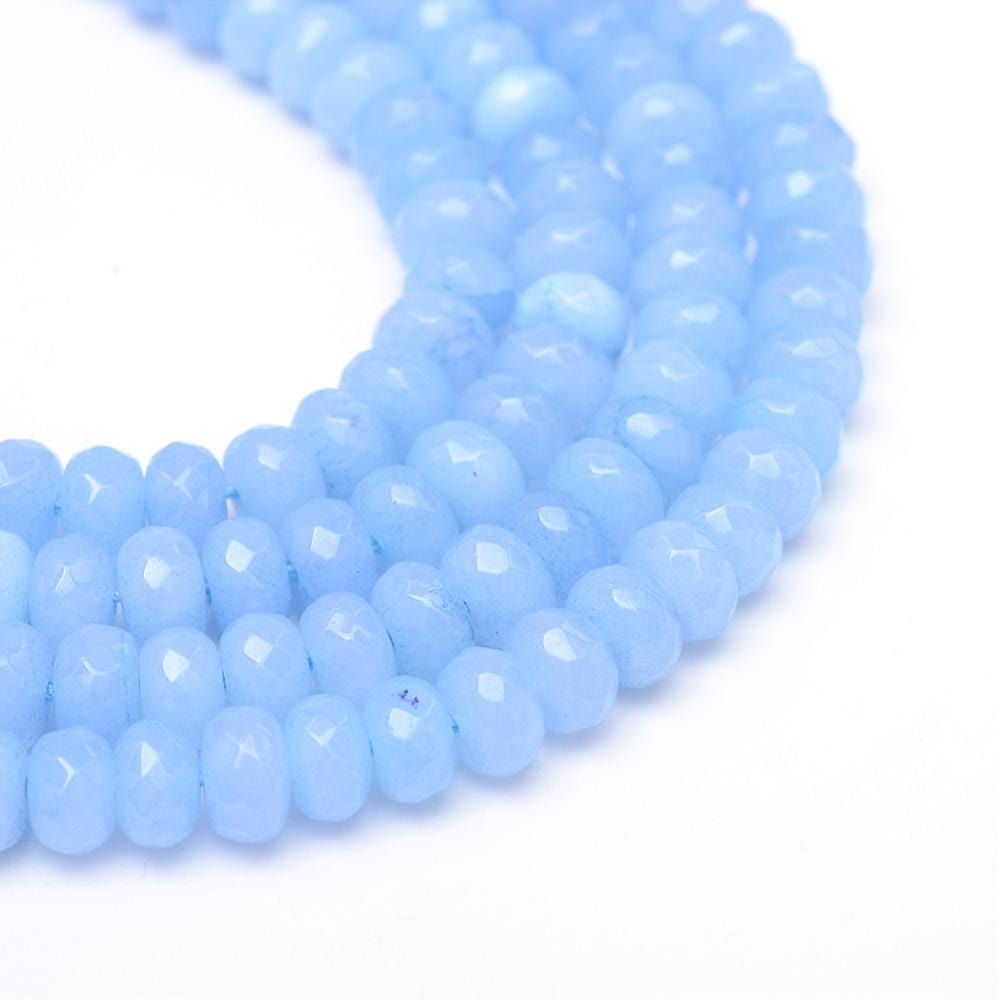 Jade, Facetteret, Rondel, Blå, (6x4mm) - Uniq Perler - 8578431669