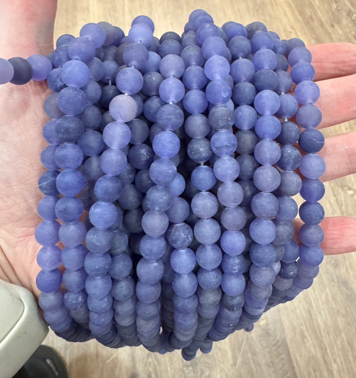 Jade Jade Perler, Blå/Lilla, Frostet, 8mm