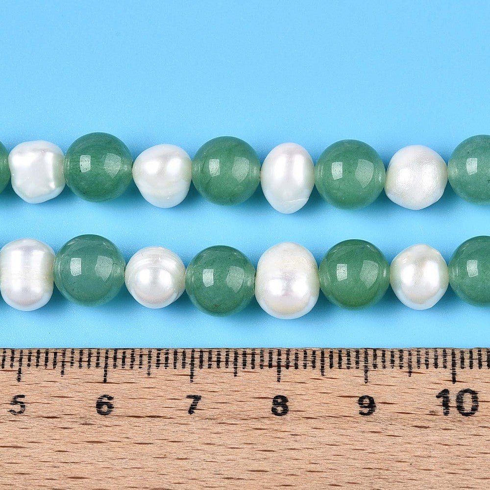 Jade Og Ferskvandsperler – Grøn, Runde Og Potato (8mm) - Uniq Perler - 126221
