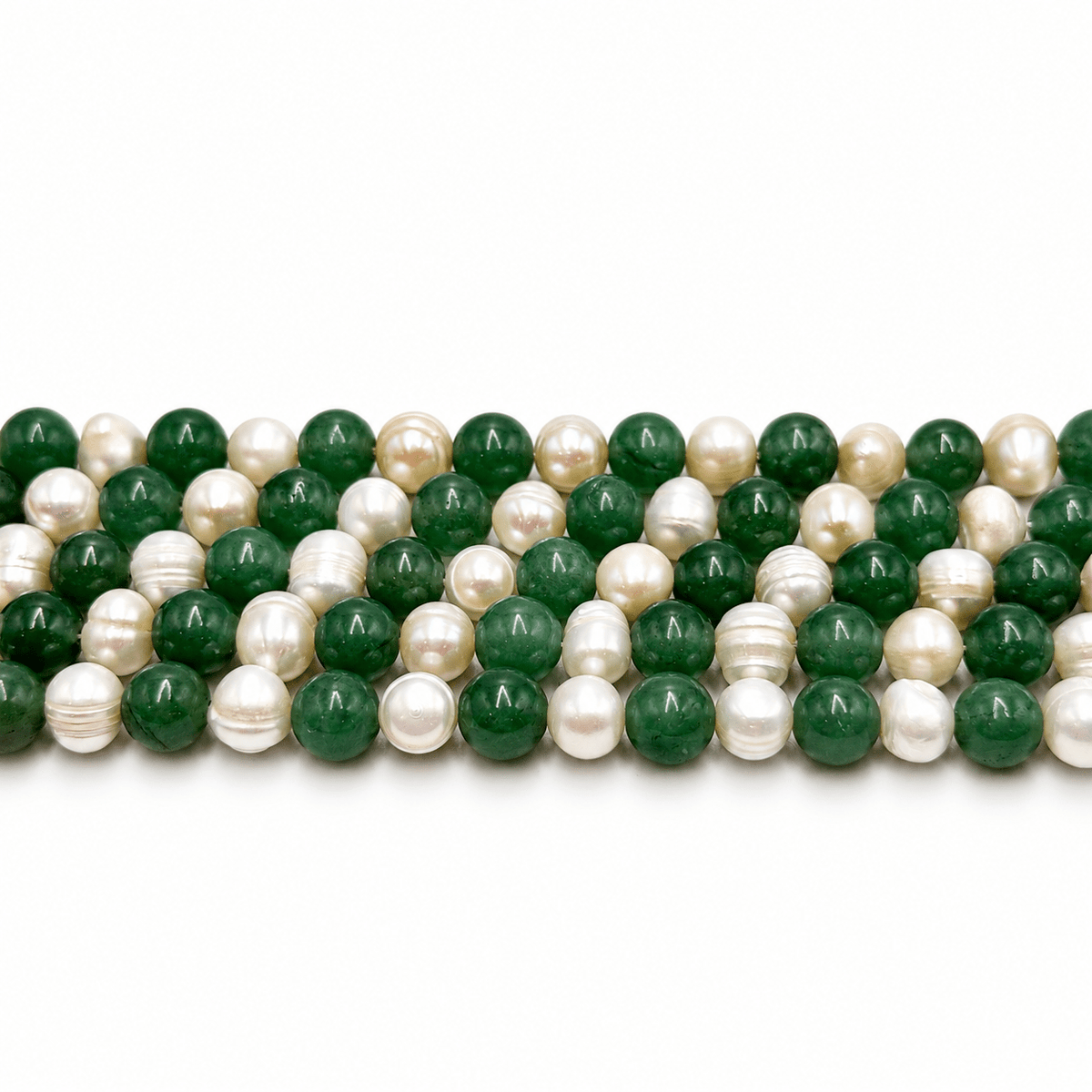 Jade Og Ferskvandsperler – Grøn, Runde Og Potato (8mm) - Uniq Perler - 126221