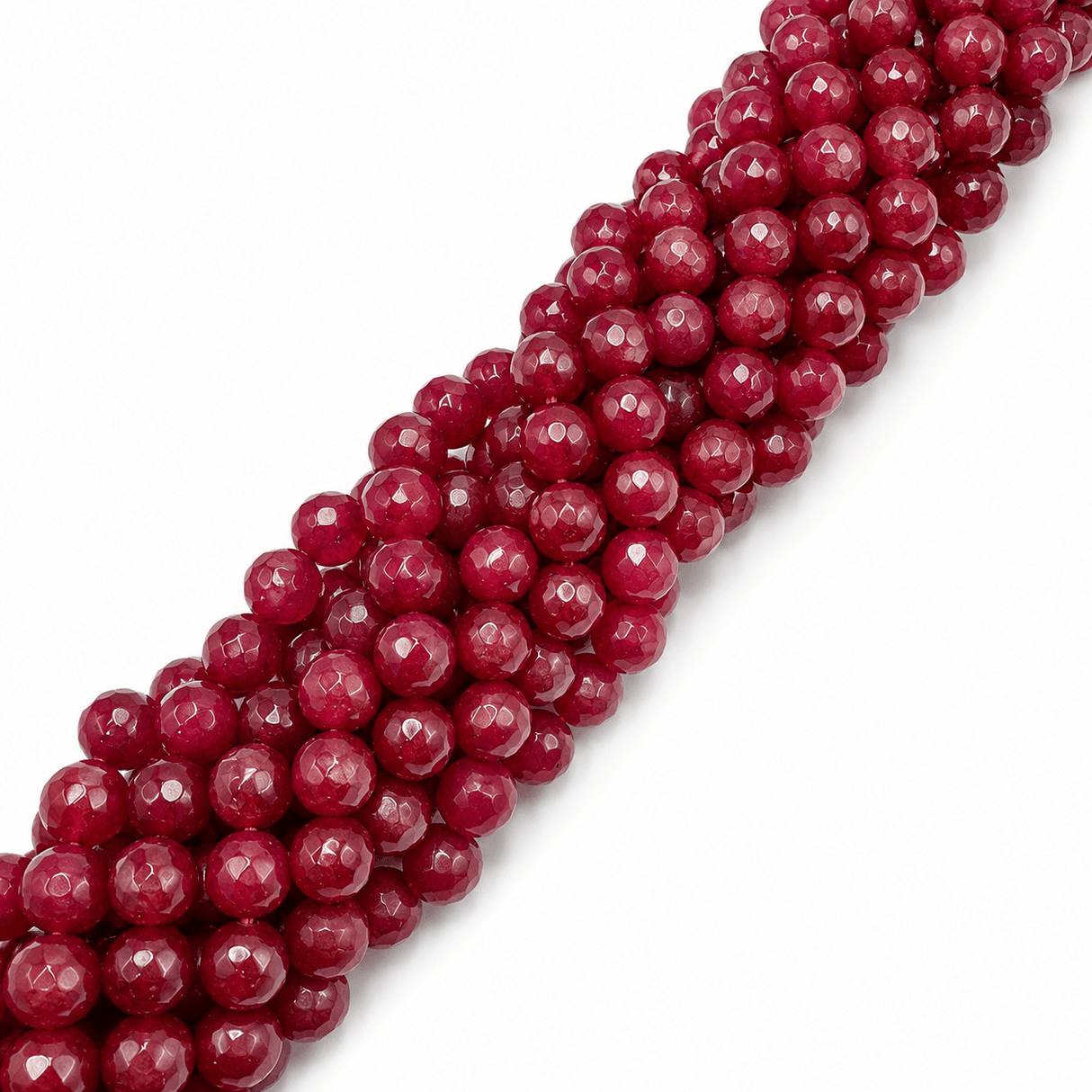 Jade Perler – Facetteret, Rund, Rød (8mm) - Uniq Perler - 116254