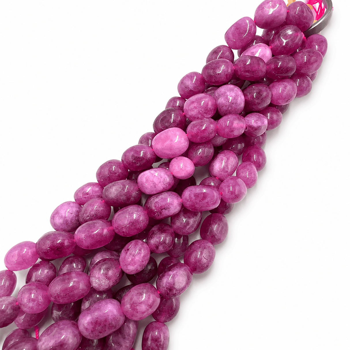 Jade Perler – Fuchsia, Ovale (11~13x9~10x8,5~10mm) - Uniq Perler - 123751