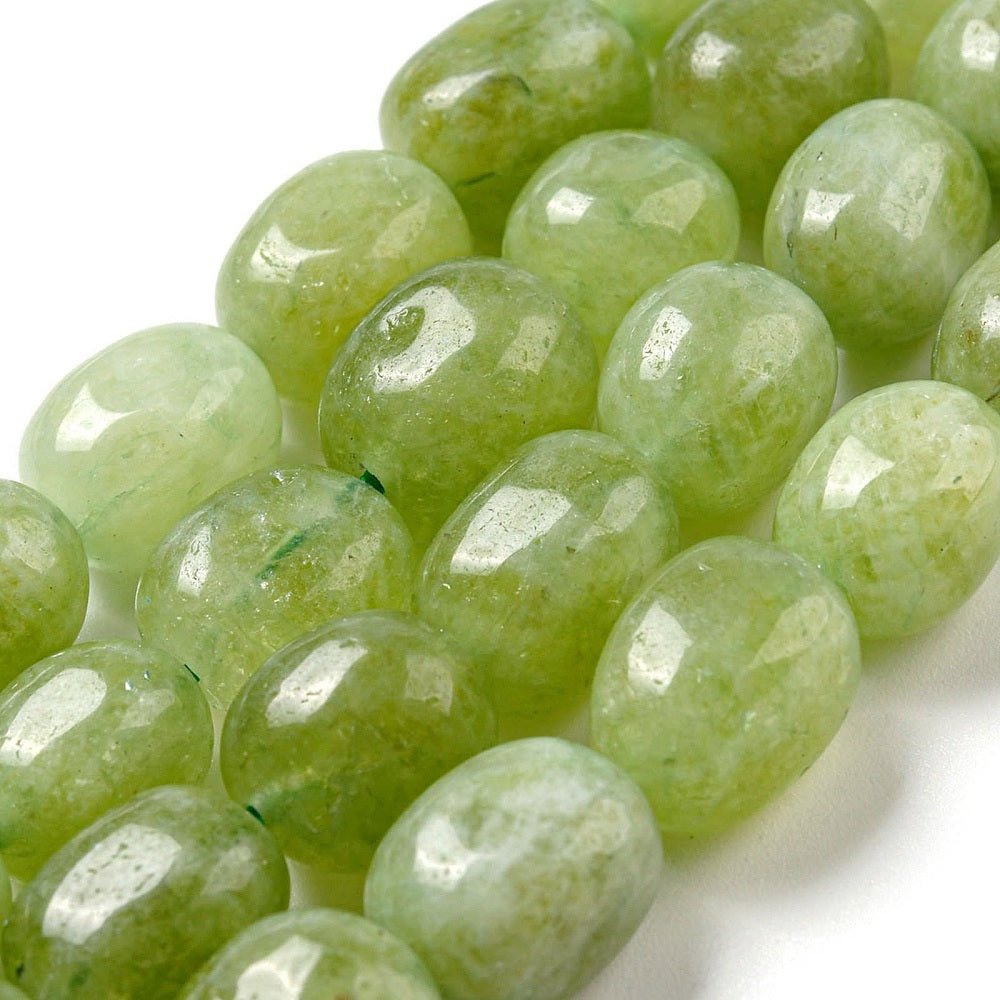 Jade Perler – Grøn, Ovale (11~13x9~10x8,5~10mm) - Uniq Perler - 123767