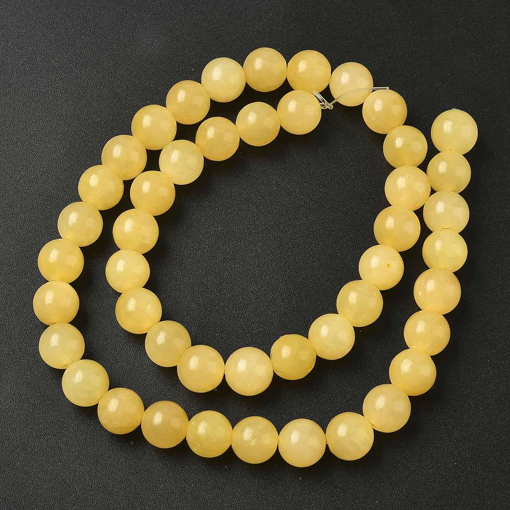 Jade Perler – Gul, Runde (8mm) Grade A - Uniq Perler - 124484