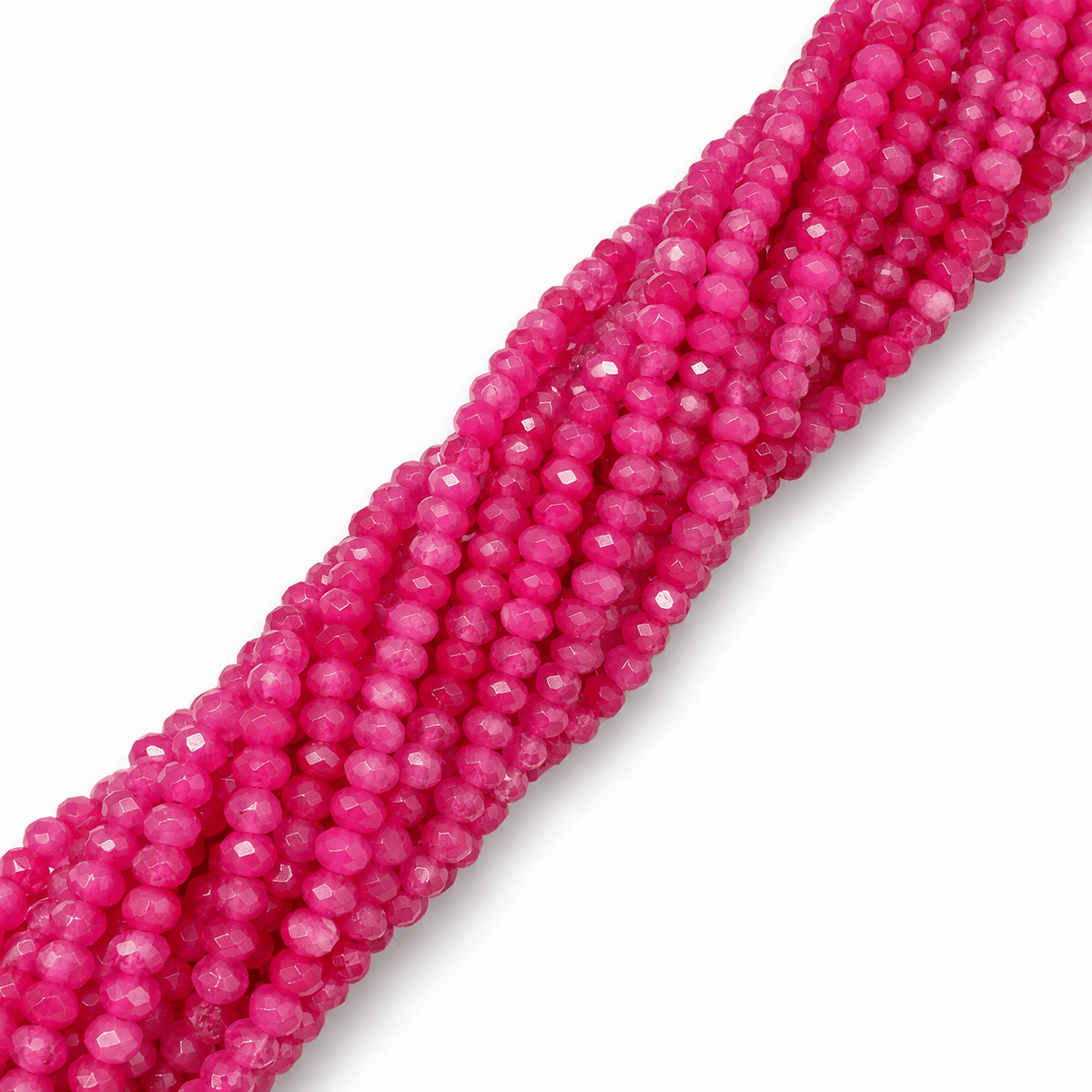 Jade Perler – Hot Pink, Facetterede Rondel (4-5x3mm) - Uniq Perler - 121752