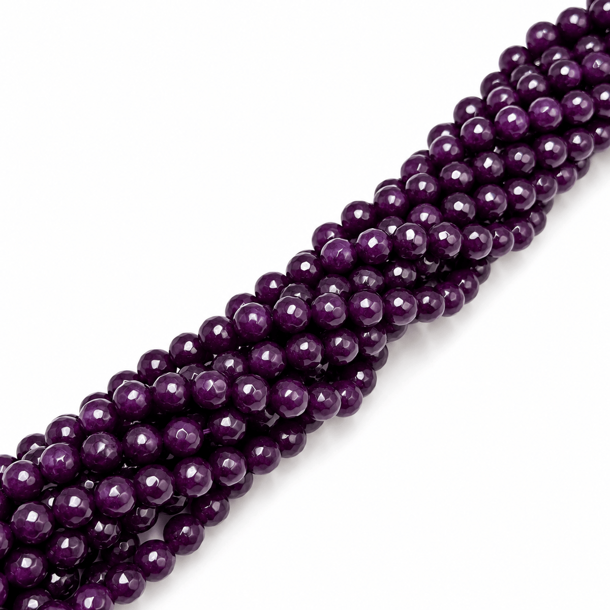 Jade Perler – Lilla, Facetterede, Runde (8mm) - Uniq Perler - 126027