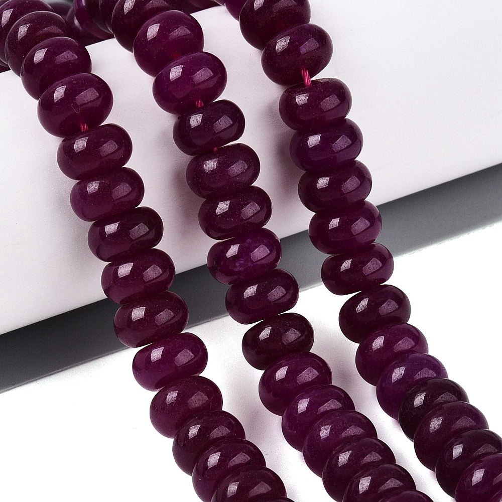 Jade Perler – Lilla, Rondel (10x6mm) - Uniq Perler - 125895
