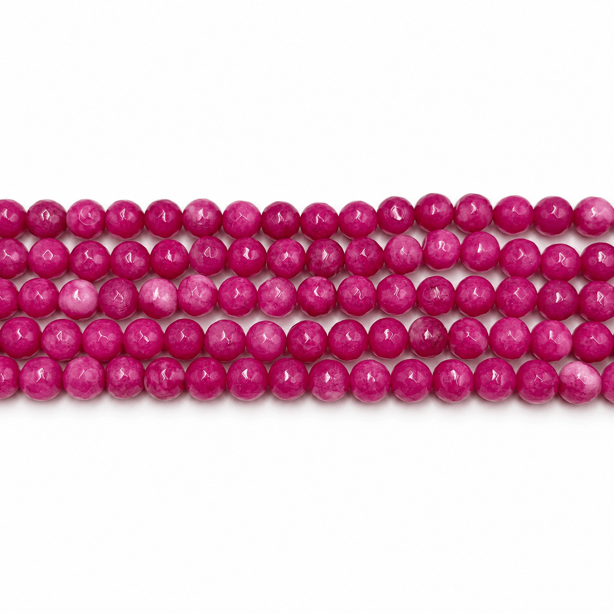 Jade Perler – Mørk Pink, Facetteret Rund (8mm) - Uniq Perler - 120195