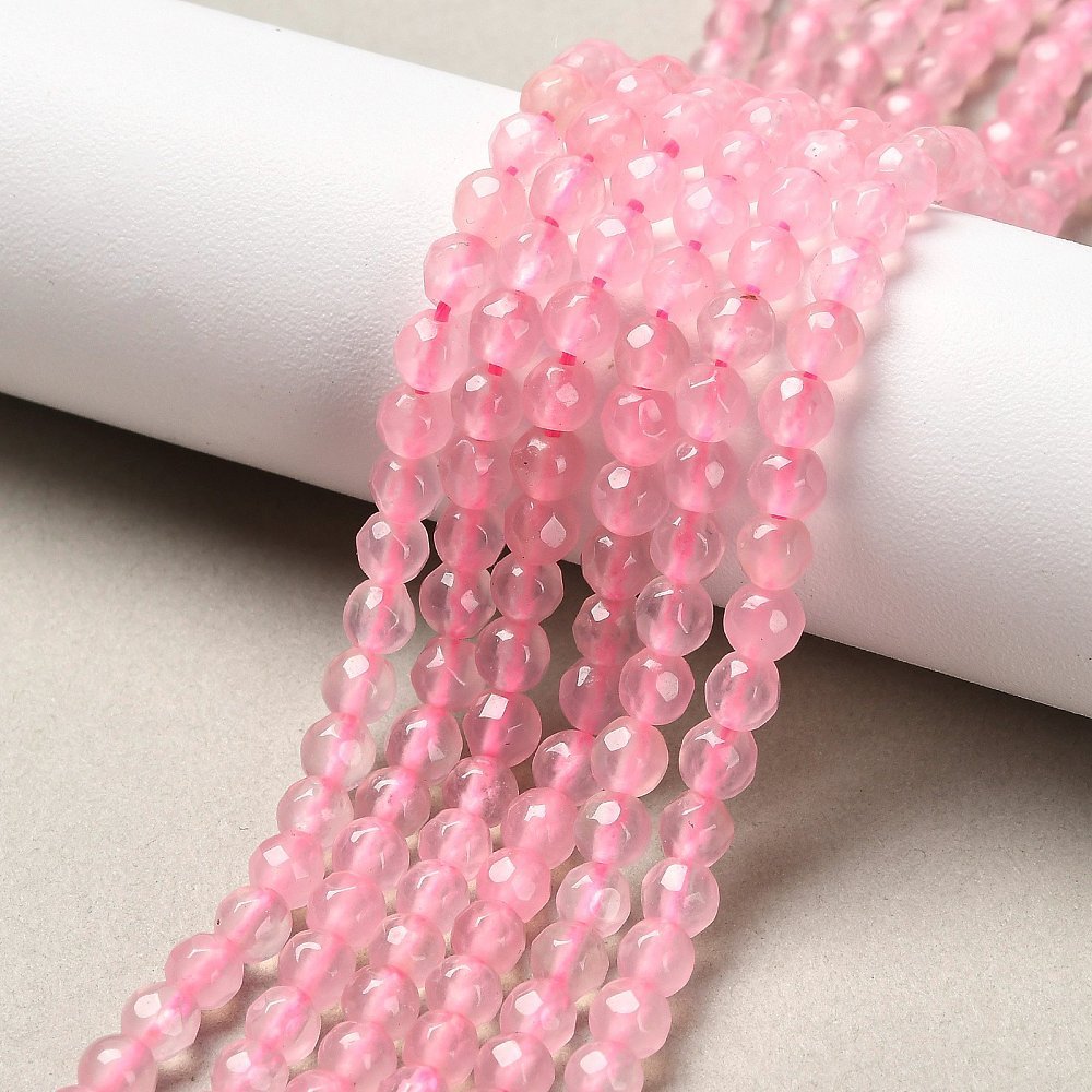 Jade Perler – Pink, Facetterede, Runde (4mm) - Uniq Perler - 126053