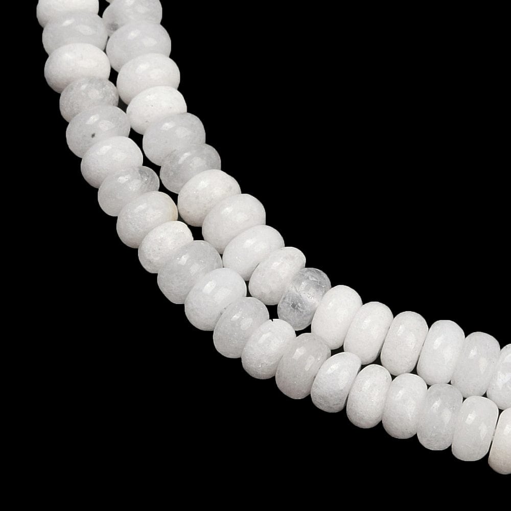 Jade Perler, Rondel, Hvid, (4mm) - Uniq Perler - 114914