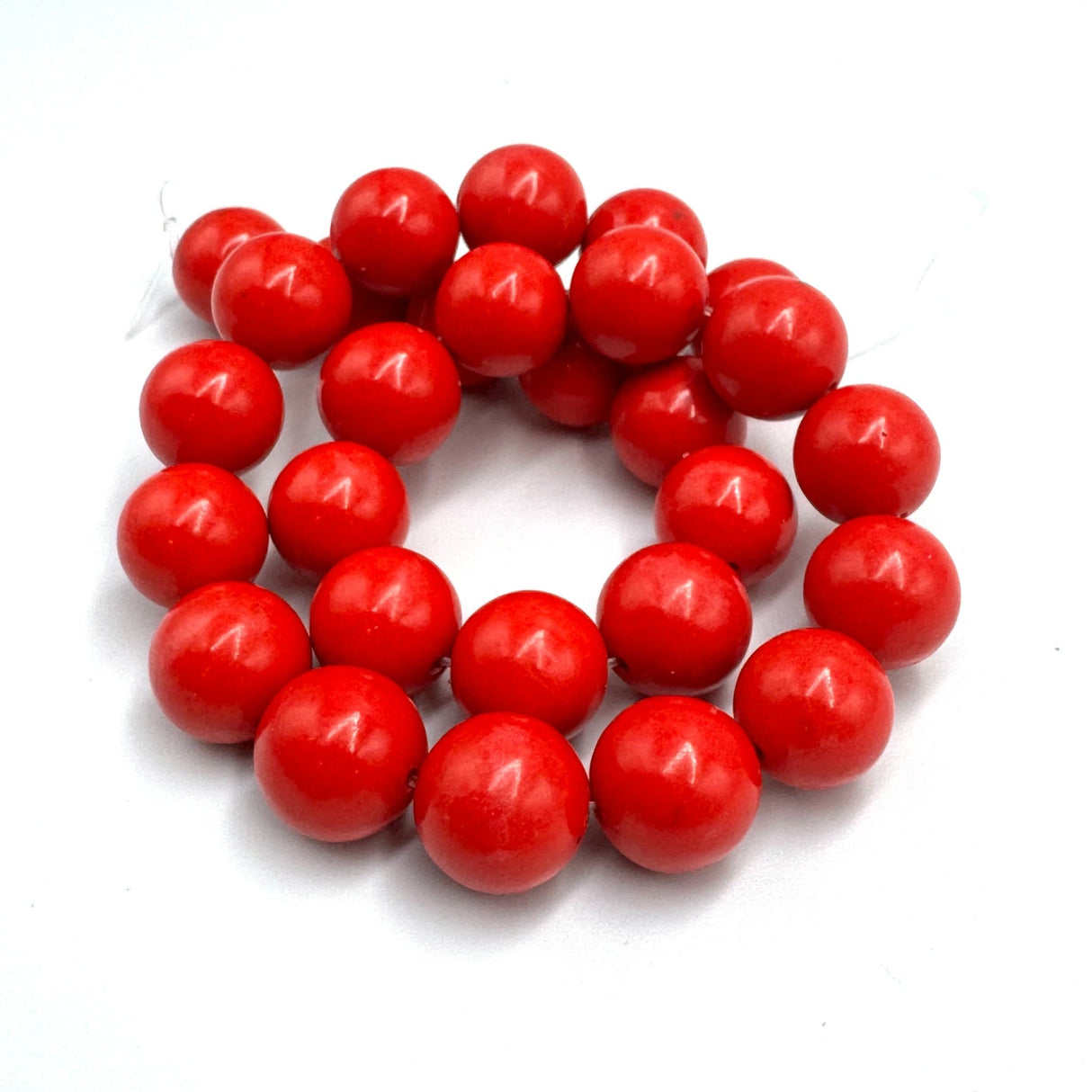 Jadeperler – Runde, Røde (14mm) - Uniq Perler -