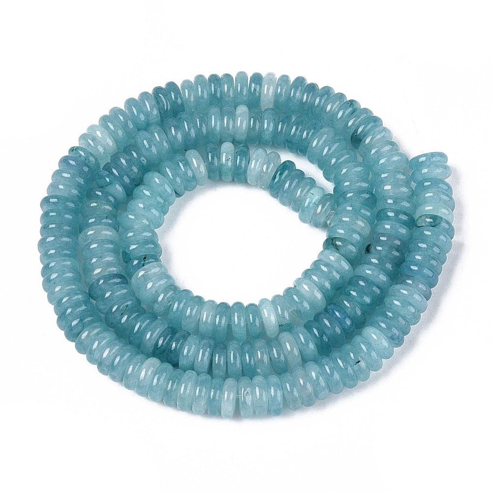 Jade Perler – Turkis, Rondel (6x2~3mm) - Uniq Perler - 122412