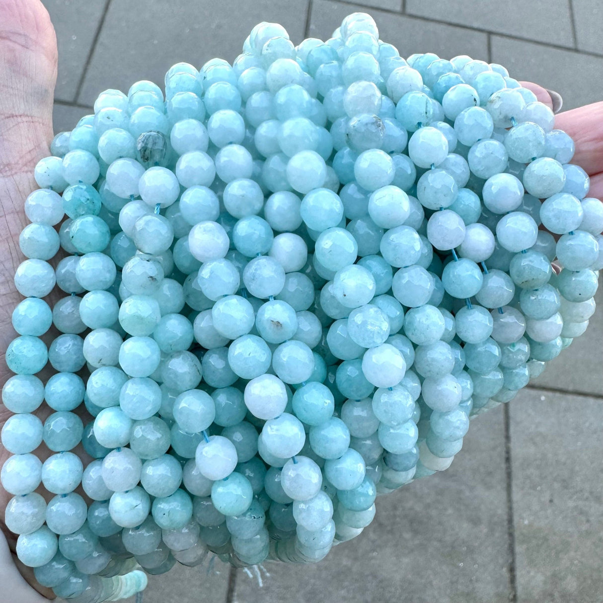 Jade Perler, Turkis/Grøn, Facetteret, (8mm) - Uniq Perler - 9108491413