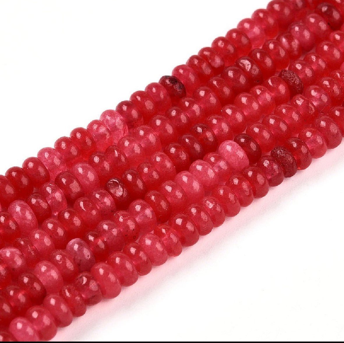 Jade - Rød, Rondel (4.5x3mm) - Uniq Perler - 116532