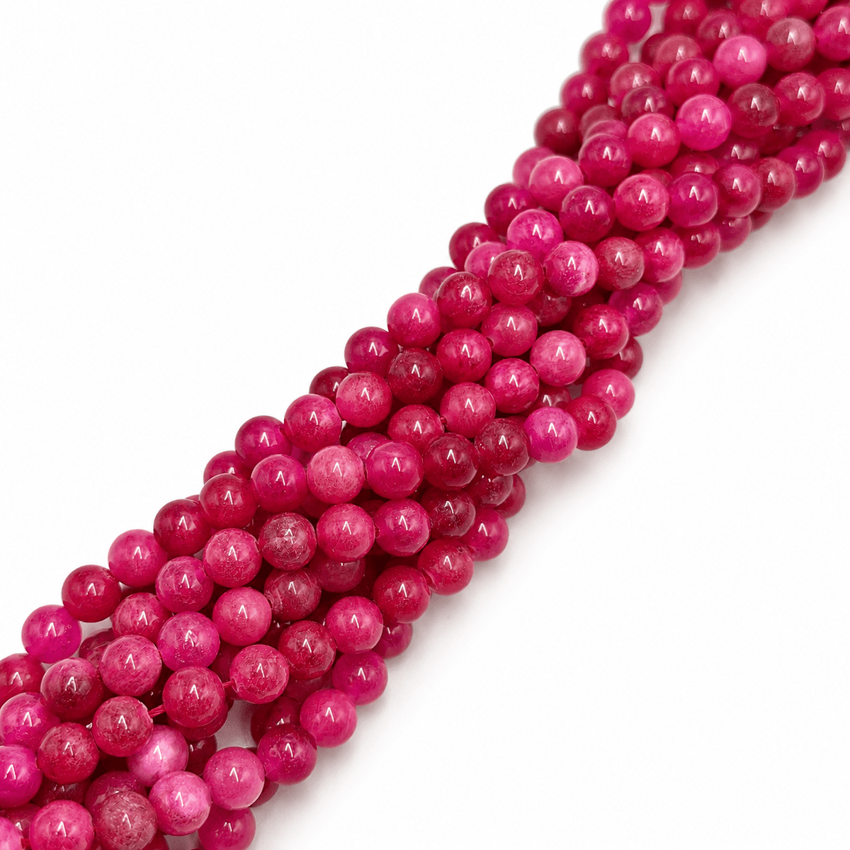 Jade Sten - 2-Farvet, Cerise Nuancer (8mm) - Uniq Perler - 115648