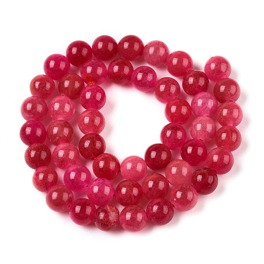 Jade Sten, 2 - Farvet, Cerise nuancer (8mm) - Uniq Perler - 115648