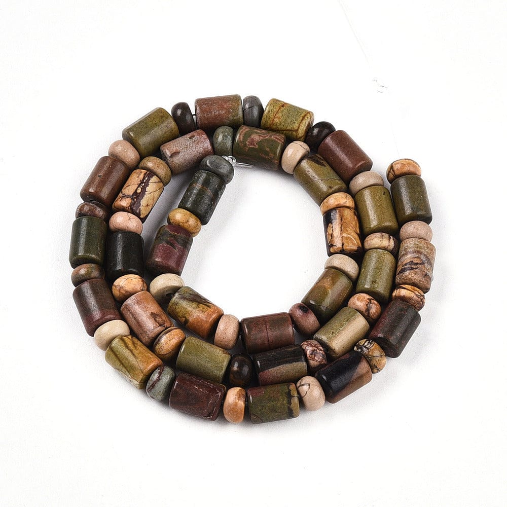 Jasper Perler, Rør og Rondel, 8,5x6mm og(5,5x4mm) - Uniq Perler - 114929