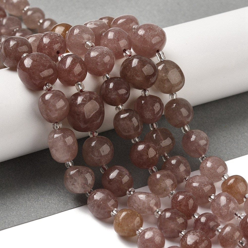 Jordbær Kvarts - Nuggets (6 - 15mm) - Uniq Perler - 115758