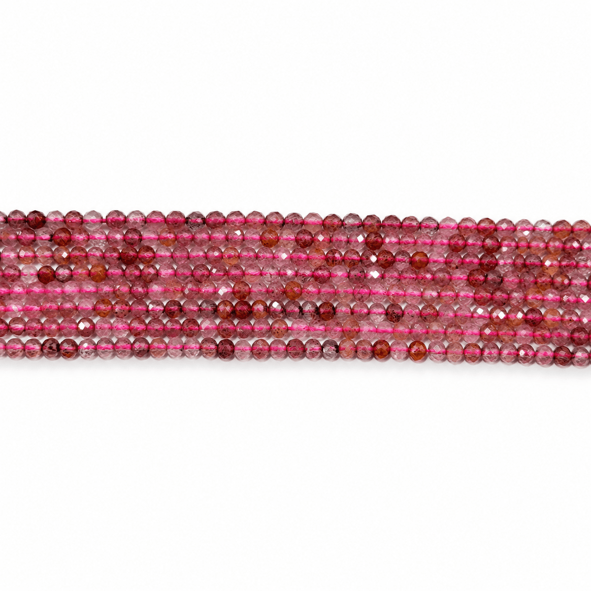 Jordbær Kvarts Perler – Facetterede, Runde (3mm) - Uniq Perler - 125713