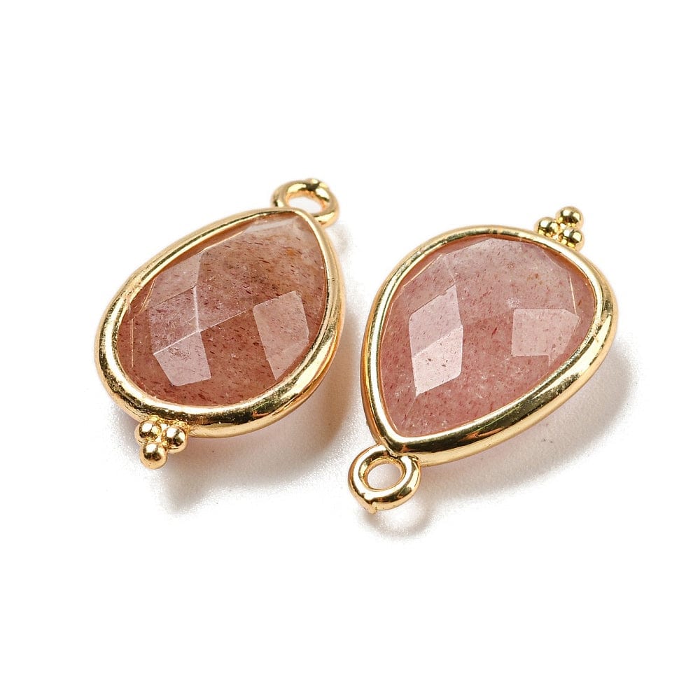 Jordbær Kvarts Vedhæng, 21x12x5mm - Uniq Perler - 112427