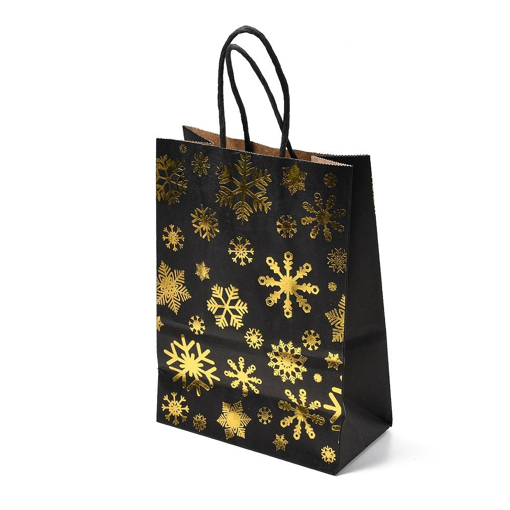 Jule Gavepose i Papir med Guldtryk – Rektangel (15x8x21cm) 6 stk - Uniq Perler - 116455