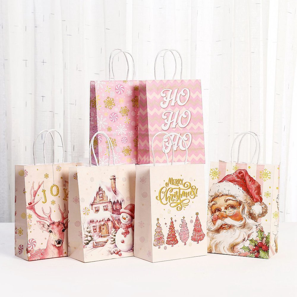 Jule Gavepose i Papir – Mix Motiver, Rektangel (18x15x8cm) 10 stk - Uniq Perler -