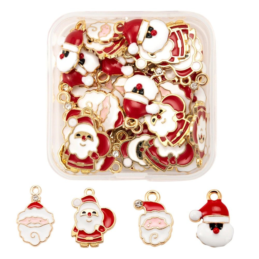 Jule Vedhæng – 4 Designs Med Julemænd, Forgyldt (12 - 24mm) 40 stk - Uniq Perler -