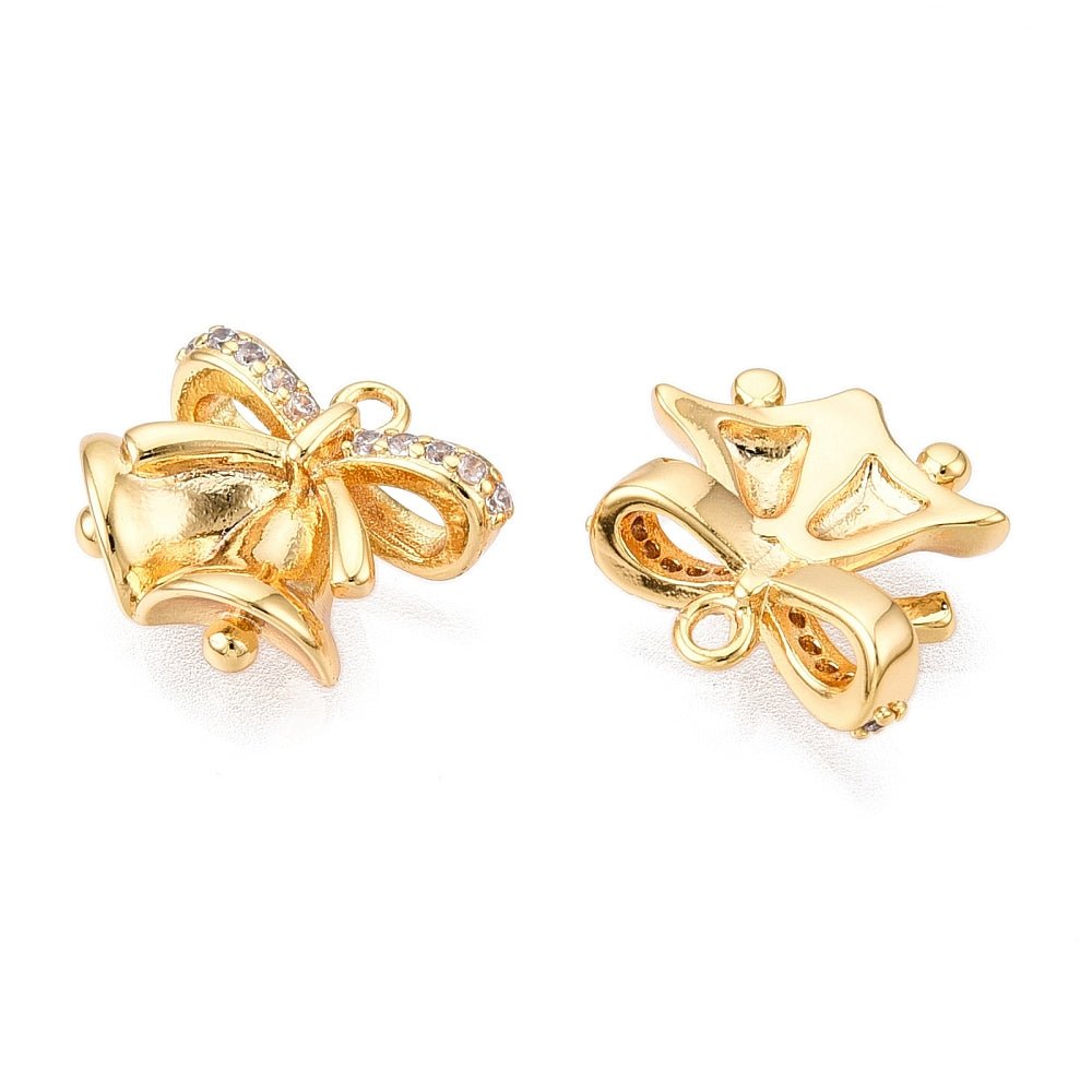 Juleklokke Vedhæng – Med Zirkonia, 18K Forgyldt (13x12.5mm) - Uniq Perler -