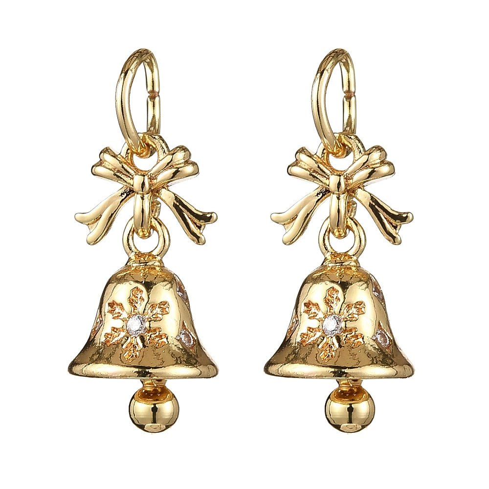 Juleklokke Vedhæng – Med Zirkonia og Forgyldt (16x8mm) - Uniq Perler -