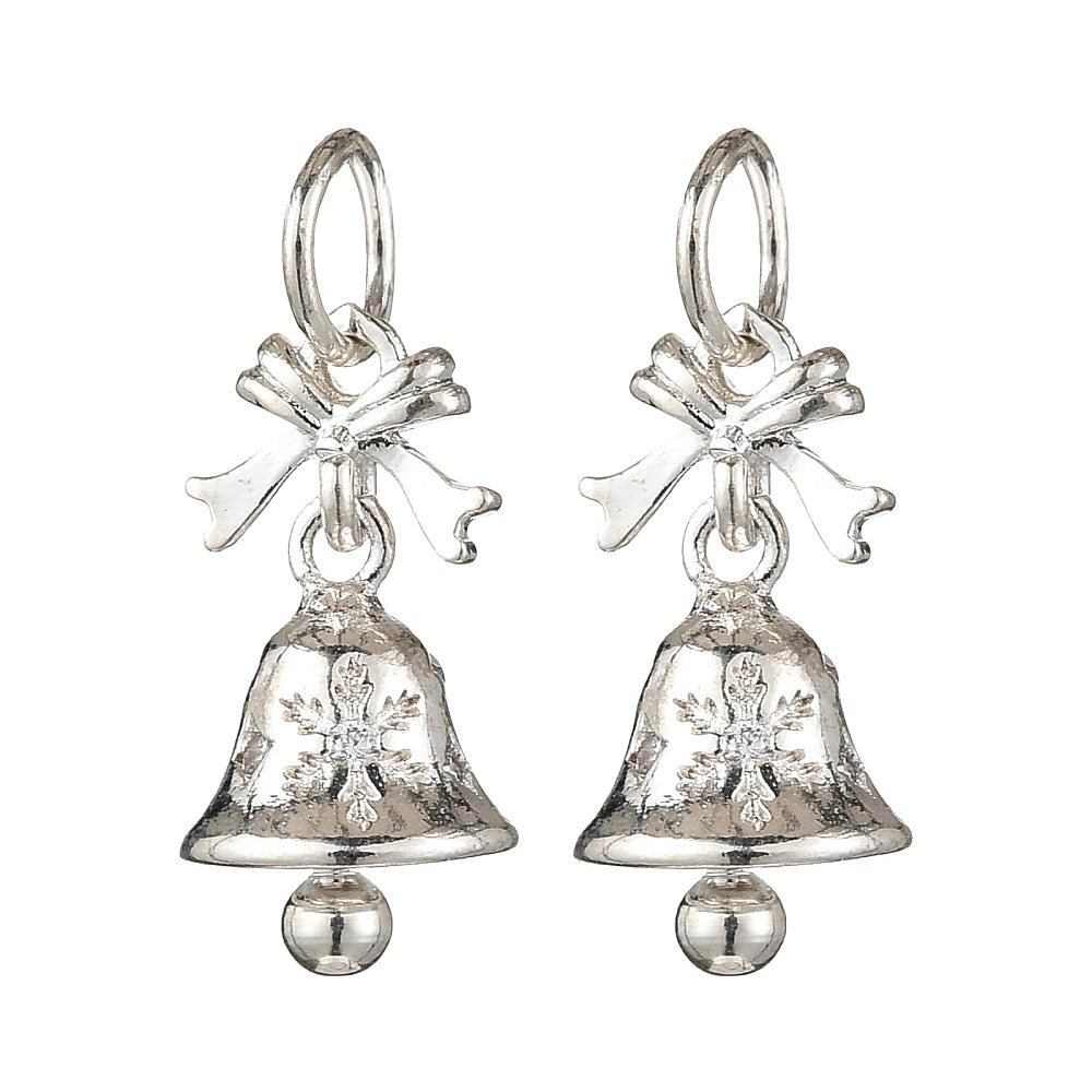 Juleklokke Vedhæng – Med Zirkonia og Sølvbelagt (16x8mm) - Uniq Perler -