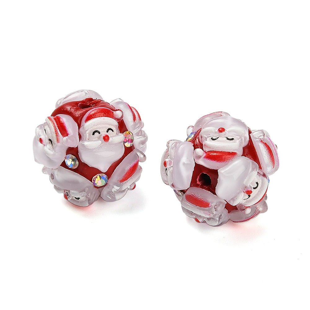 Julemand Akryl Perler - med Rhinsten (19~20mm) 2 stk - Uniq Perler -