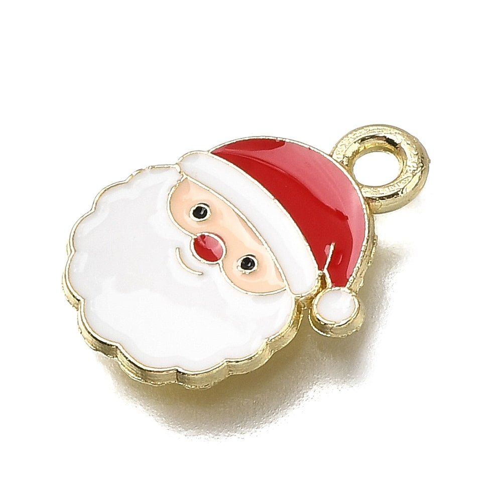 Julemand Vedhæng – Forgyldt, Emalje (16x12x1mm) 6 stk - Uniq Perler -