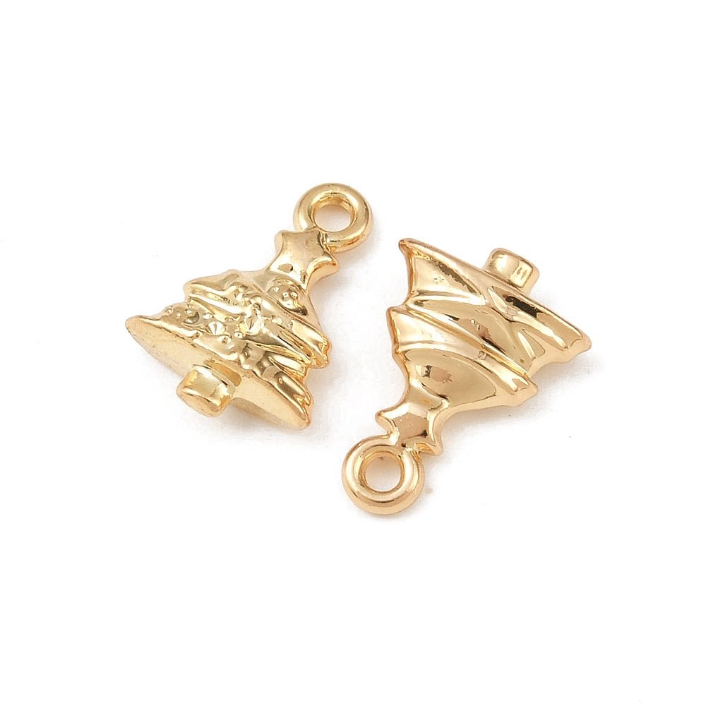 Juletræ Vedhæng – 18K Forgyldt (13.5x9.5x3.8mm) 2 stk - Uniq Perler -