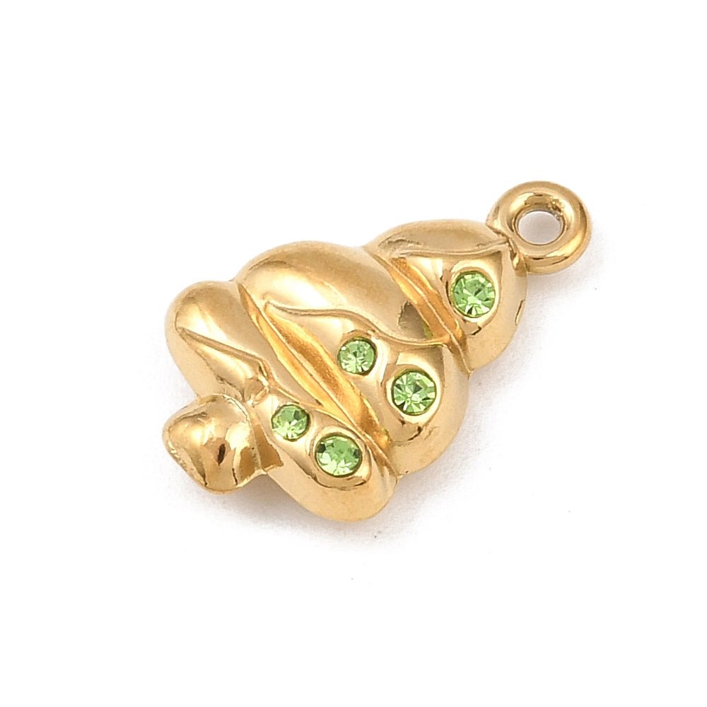 Juletræ Vedhæng i forgyldt Stål – Med Rhinsten, (17.5mm) - Uniq Perler -