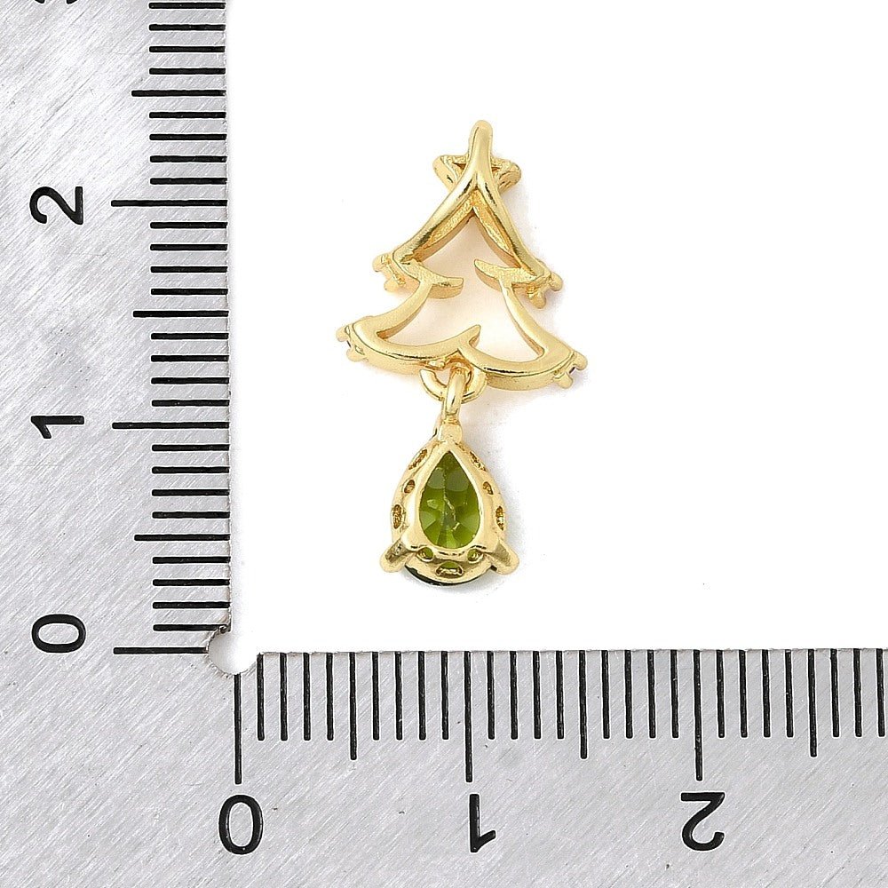 Juletræ Zirkonia, Langtidsholdbar Forgyldning (11x20.5x4mm) - Uniq Perler -