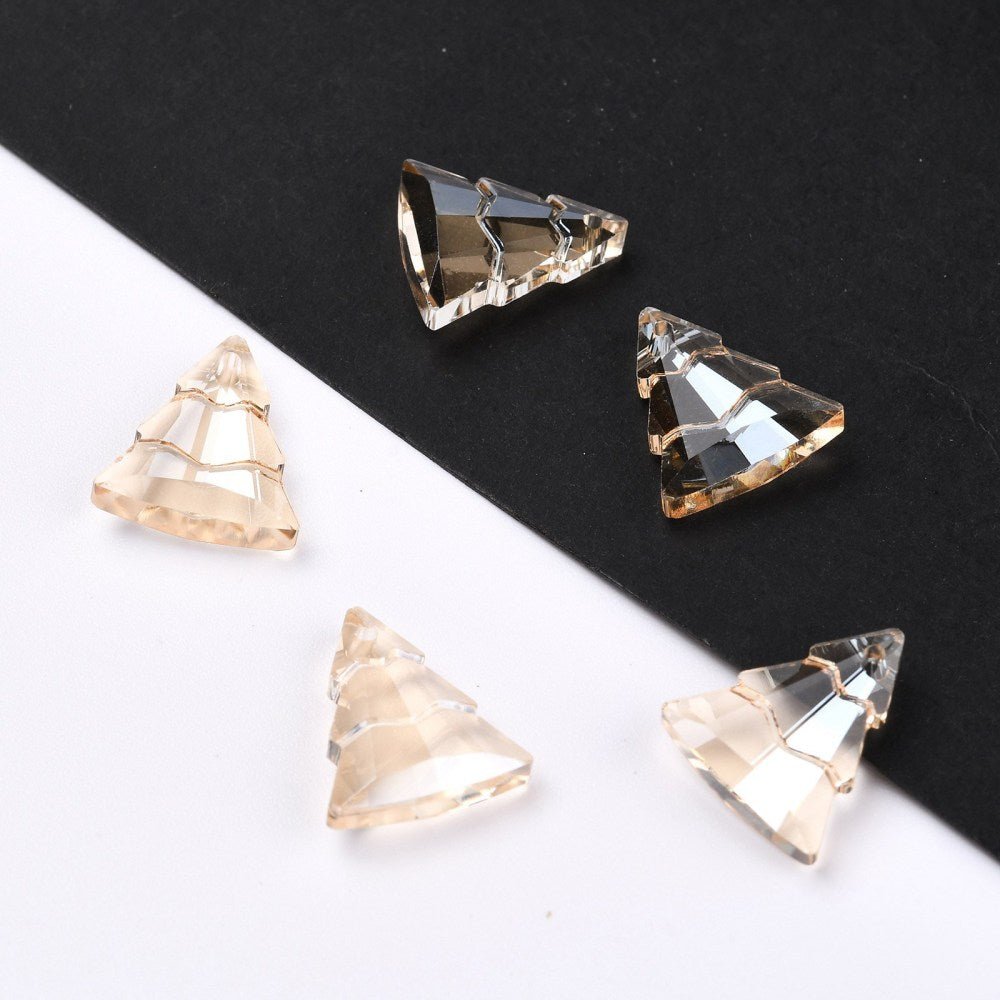 Juletræs Glasperler – Gylden, Sideboret (15x13.5x5mm) 4 stk - Uniq Perler -