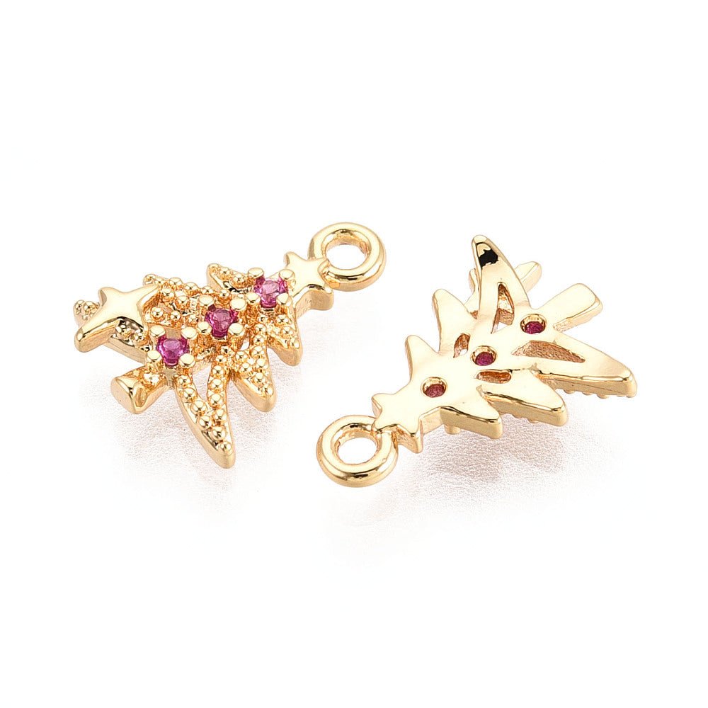 Juletræs Vedhæng – Zirkonia, 18K Langtidsholdbar Forgyldt (13x9mm) 2 stk - Uniq Perler -