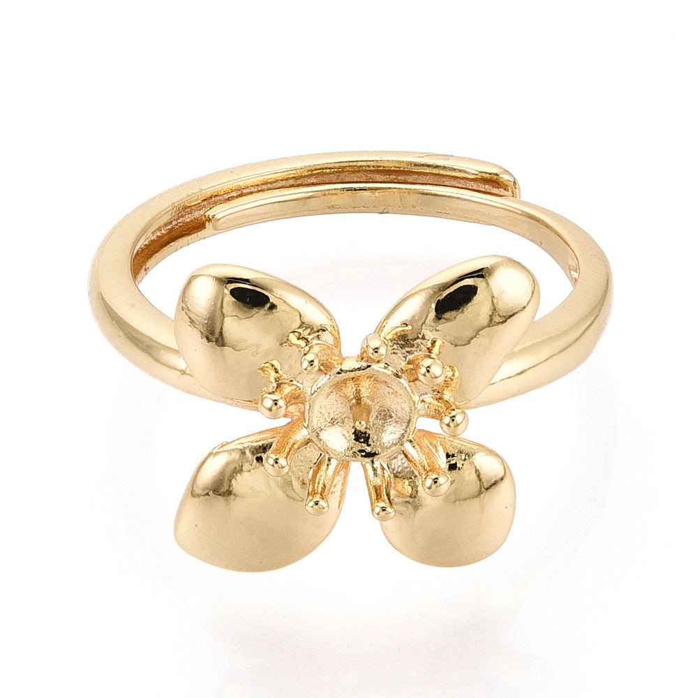 Justerbar Ring - Blomst – Til Topboret Perle - Uniq Perler -