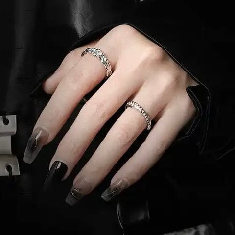 Justerbar Ring Med Organisk Look, 925/Sterling Sølv - Uniq Perler - 1111490046