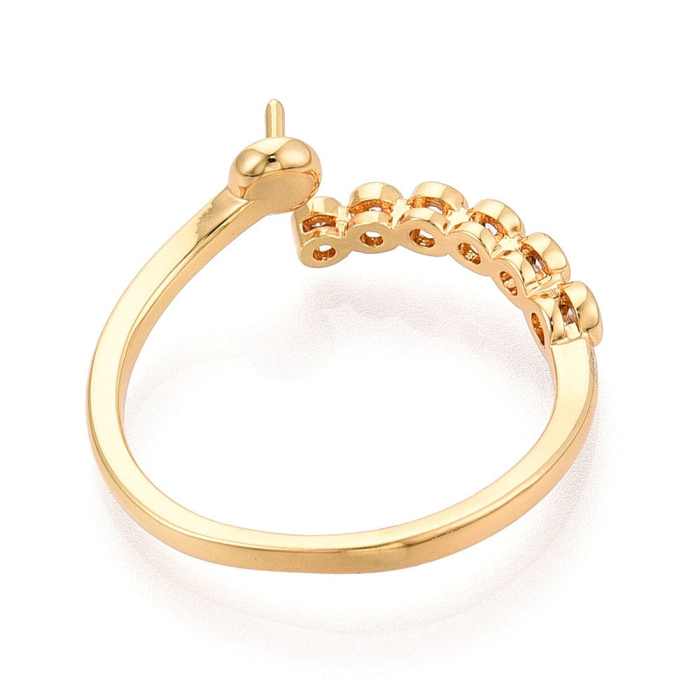 Justerbar Ring med Zirkonia sten – Til Top/anboret Perle (6 - 8mm) - Uniq Perler - 115793