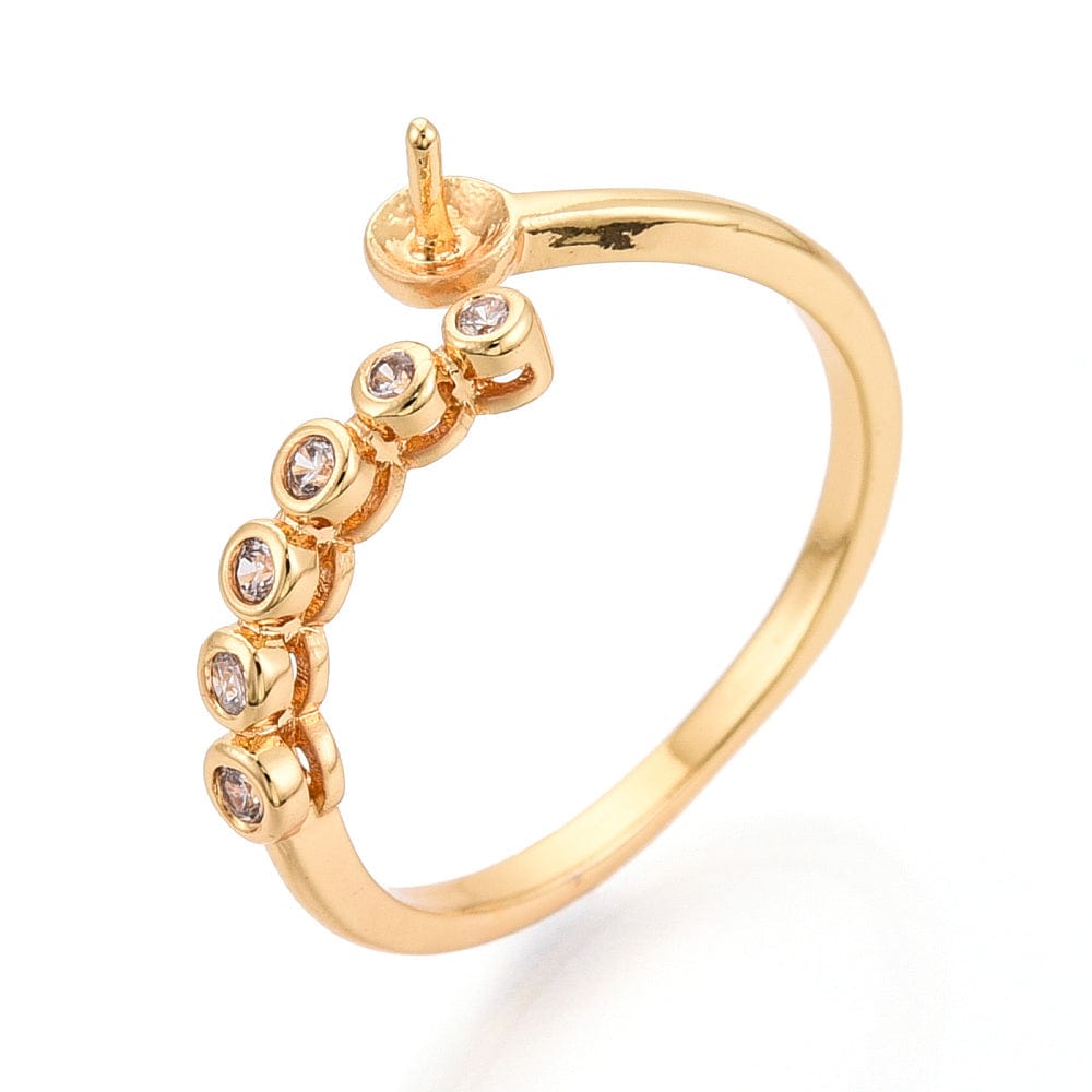 Justerbar Ring med Zirkonia sten – Til Top/anboret Perle (6 - 8mm) - Uniq Perler - 115793