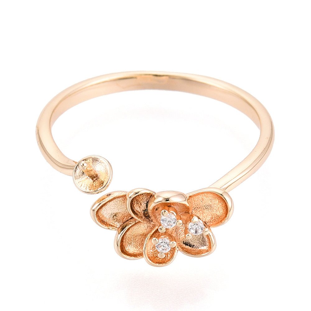 Justerbar Ring Med Zirkonia Sten – Til Topboret Perle - Uniq Perler -